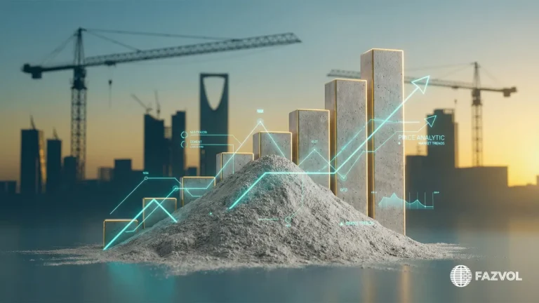 رسم بياني مجرد يوضح اتجاهات أسعار الأسمنت في موقع بناء.