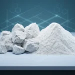 صخور ومسحوق الجير الأبيض على سطح رمادي بخلفية هندسية.