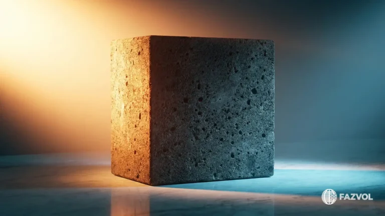 كتلة بلك بركاني مسامية تحت إضاءة درامية تبرز متانتها.