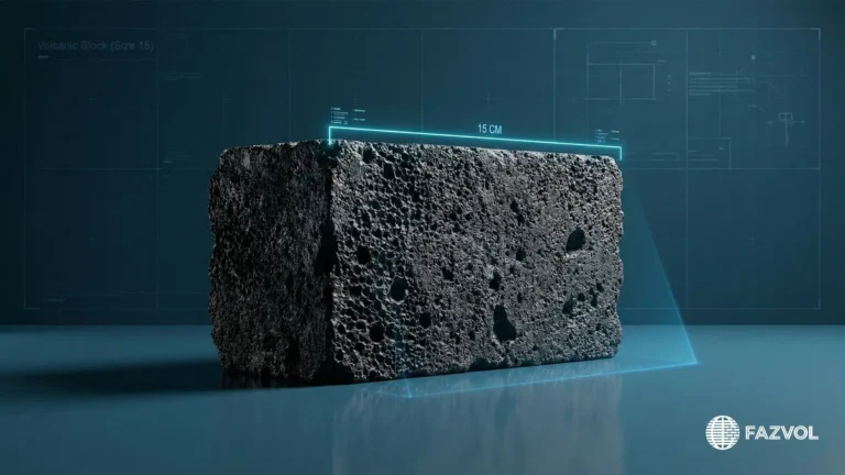 صورة لبلوك بركاني أسود مقاس 15 سم يعكس القوة والمتانة.
