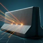 حاجز خرساني يقاوم أشعة ليزر برتقالية، يرمز للمتانة والأمان.