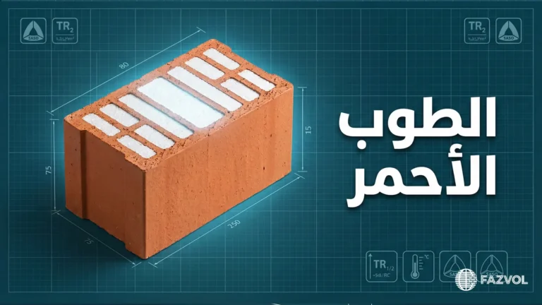 رسم توضيحي لطوبة حمراء مع أبعادها ومواصفاتها الفنية.