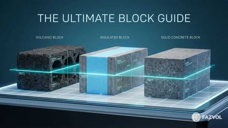 عرض لأنواع البلك: البركاني، المعزول، والخرساني المصمت.