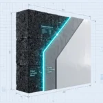 مقطع عرضي لجدار من البلوك البركاني مع طبقات سافيتو المقواة.