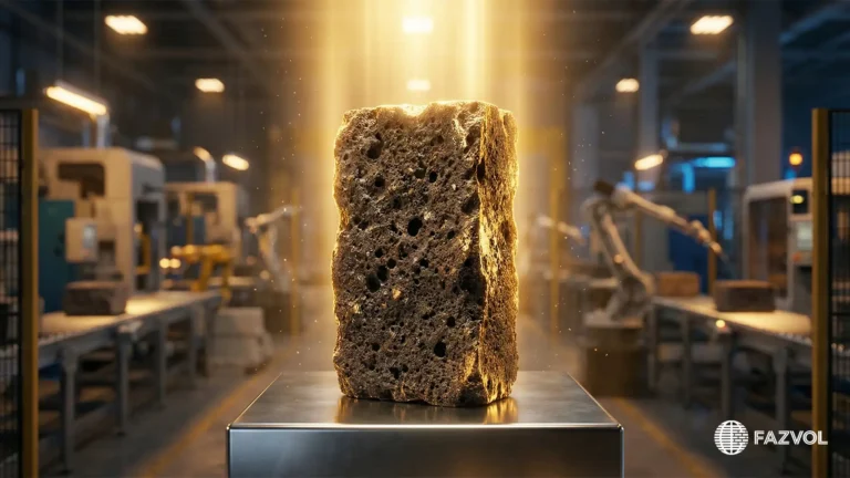 طوب بركاني مسامي معروض بجودة عالية داخل مصنع.